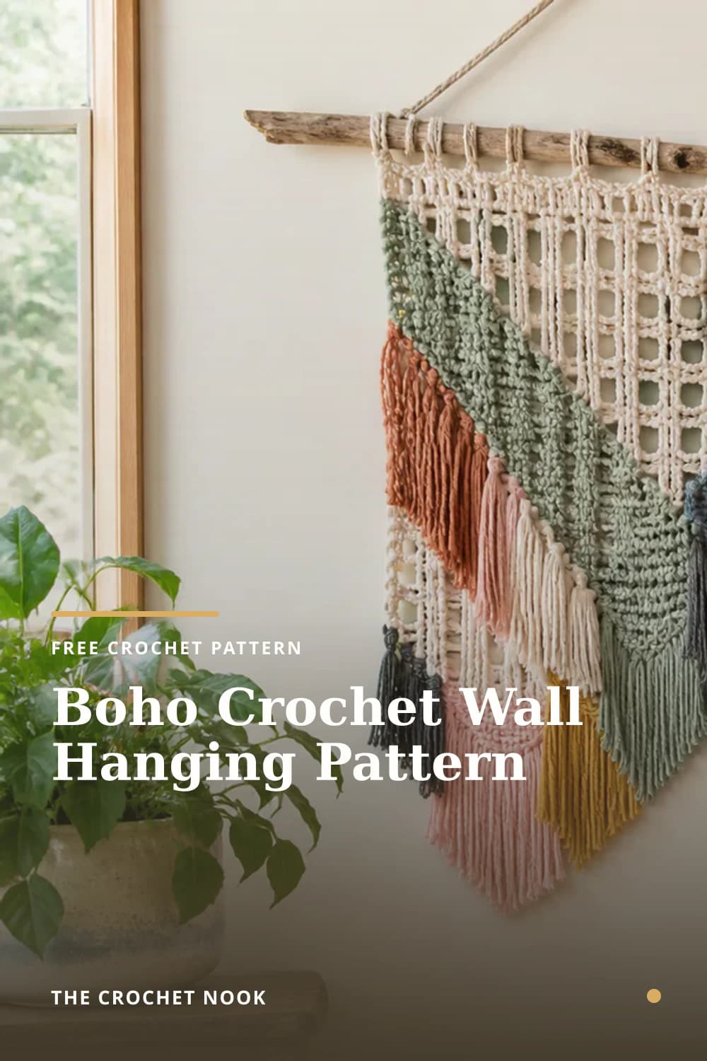 Pinterest graphic for Boho Crochet Wall Hanging Pattern