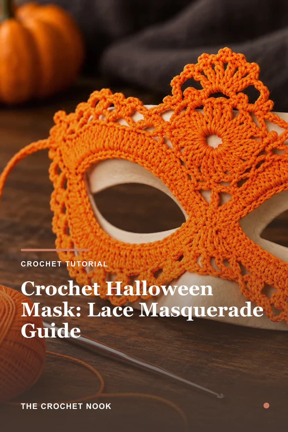 Pinterest graphic for Crochet Halloween Mask: Lace Masquerade Guide