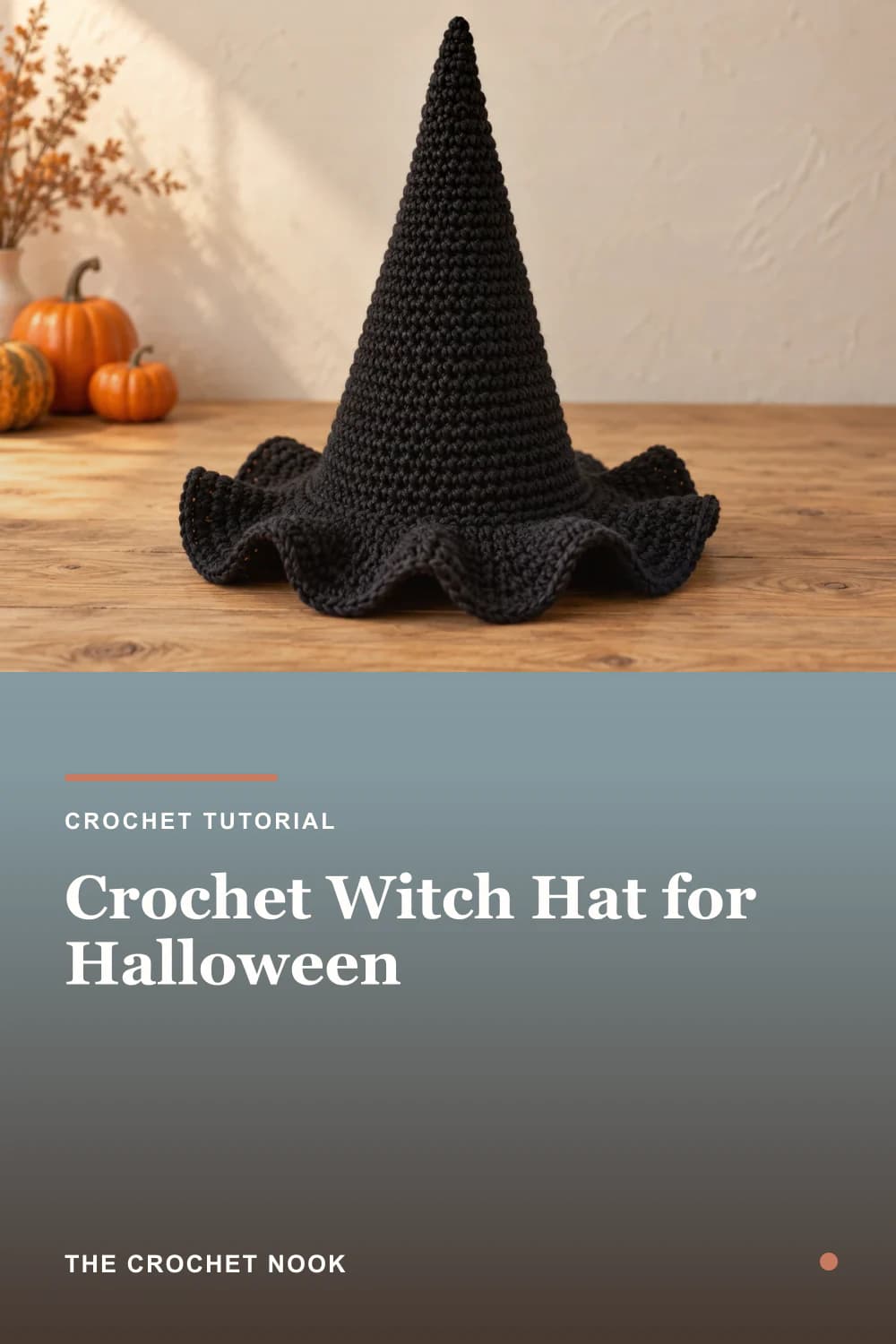 Pinterest graphic for Crochet Witch Hat for Halloween