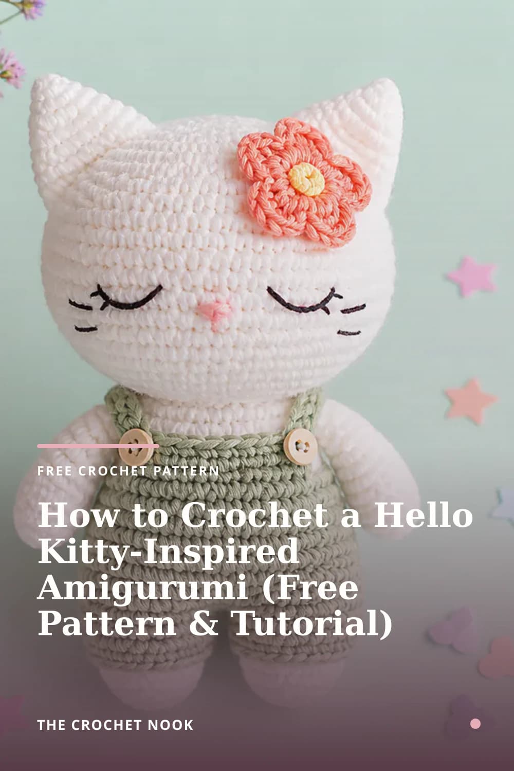 Pinterest graphic for How to Crochet a Hello Kitty-Inspired Amigurumi (Free Pattern & Tutorial)