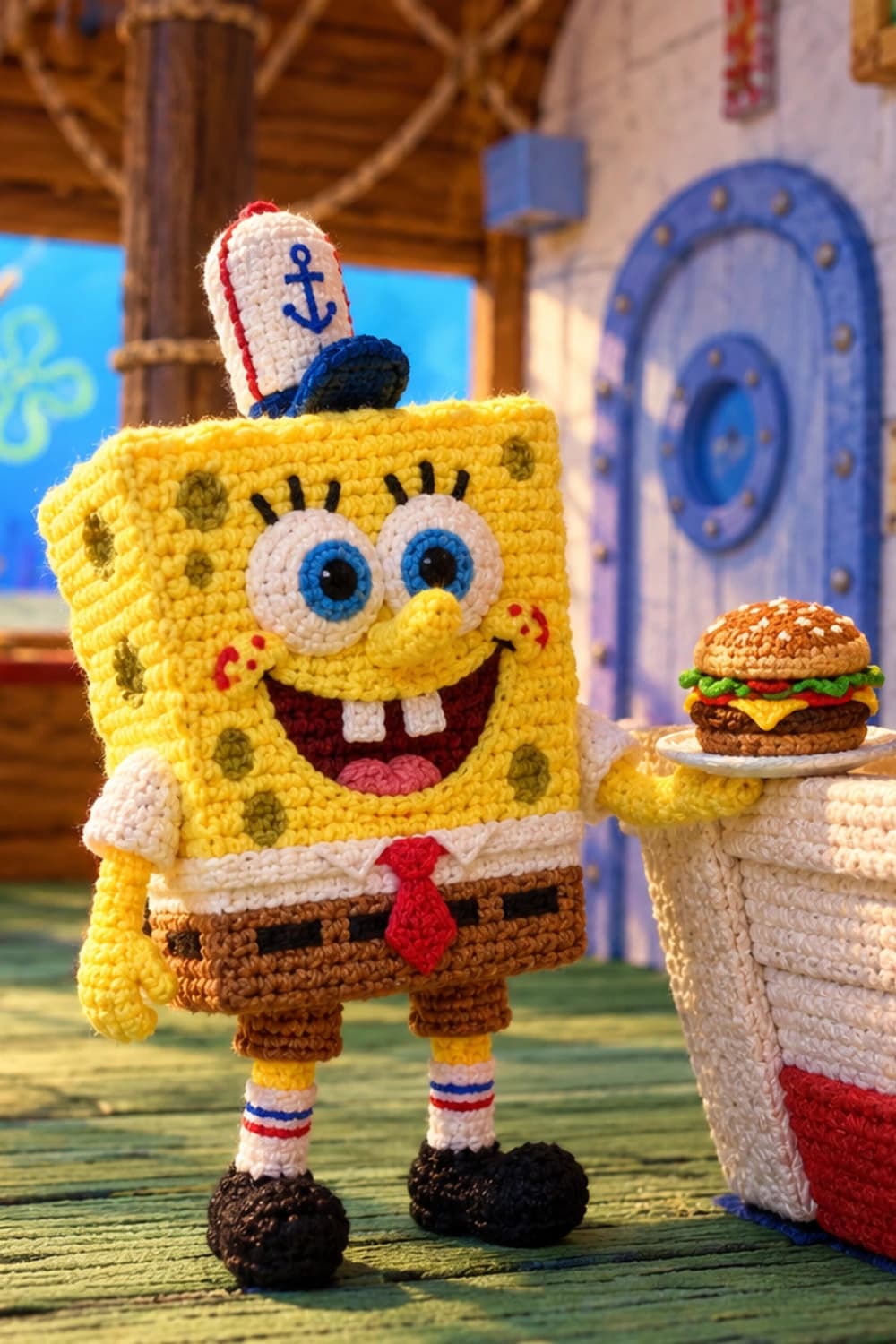 Pinterest graphic for Crochet a SpongeBob Doll