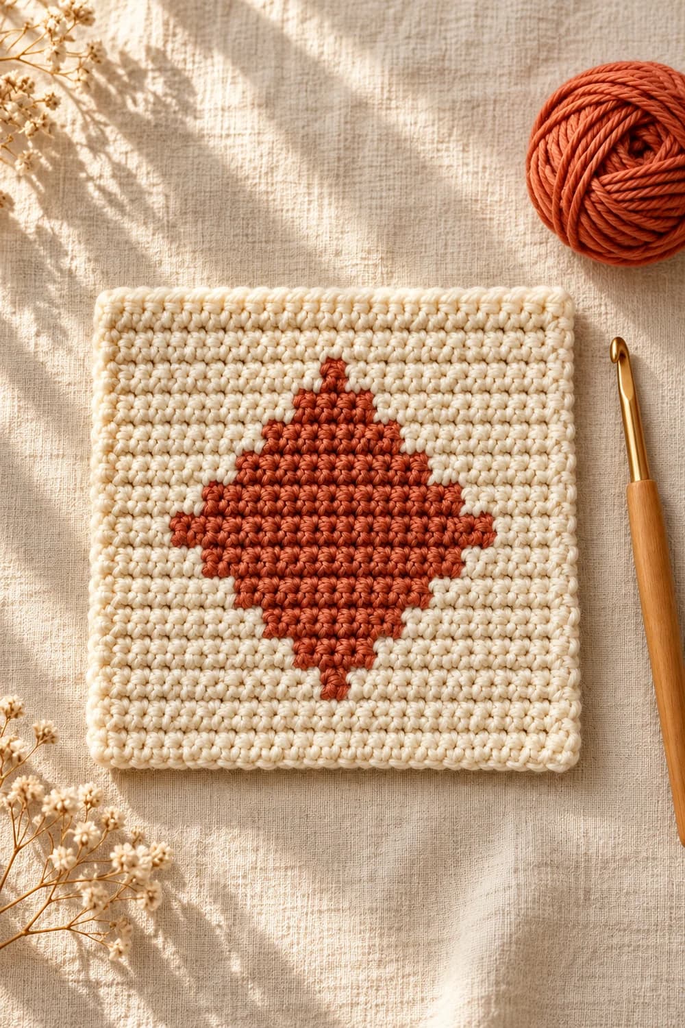 Pinterest graphic for Learn Tapestry Crochet: Free Diamond Coaster Pattern